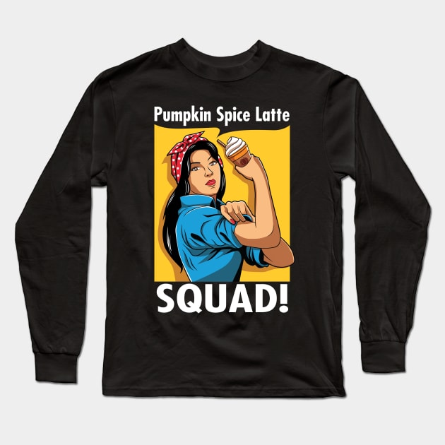 Pumpkin Spice Latte Squad Halloween Gift Long Sleeve T-Shirt by HCMGift